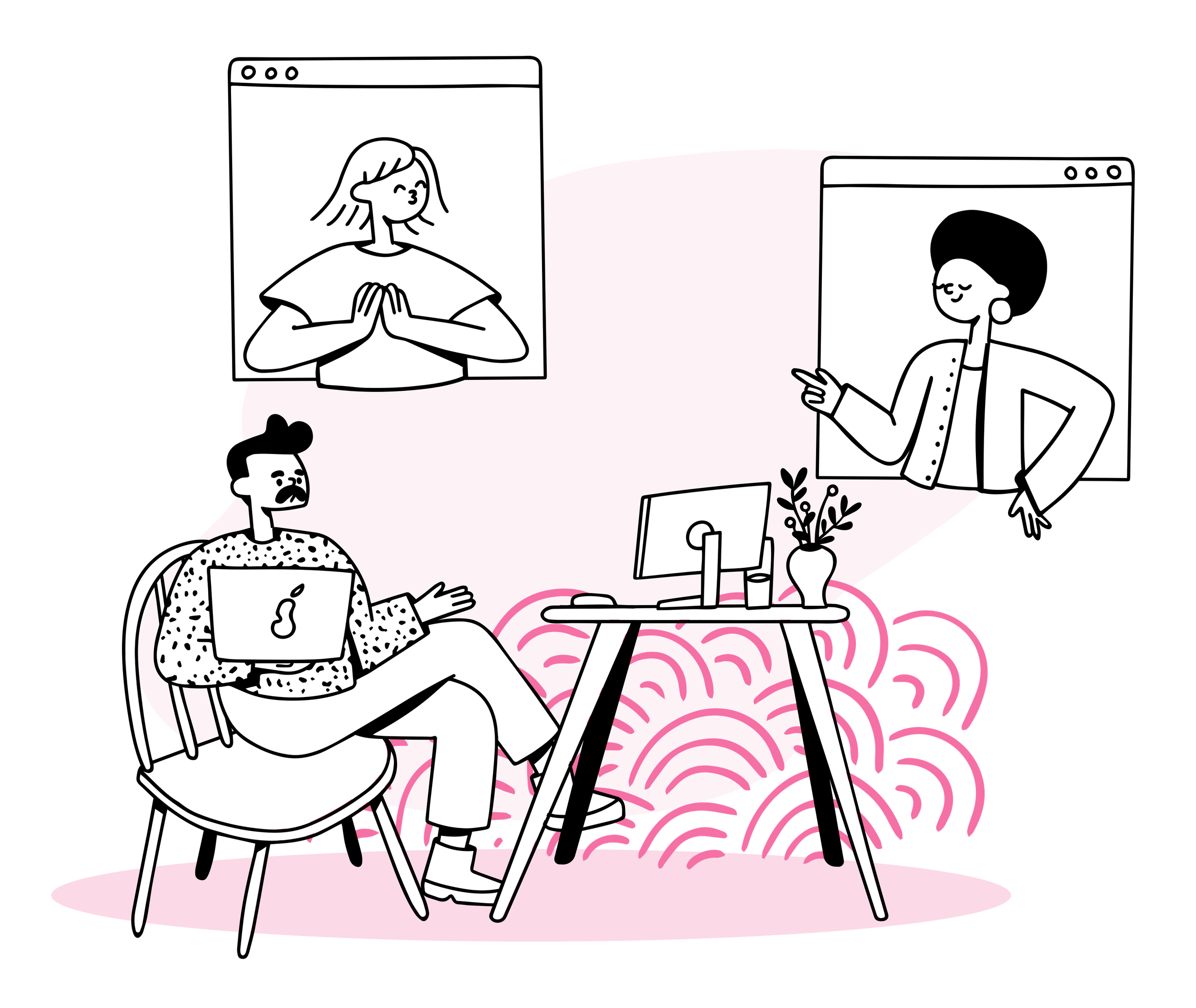 people working together online