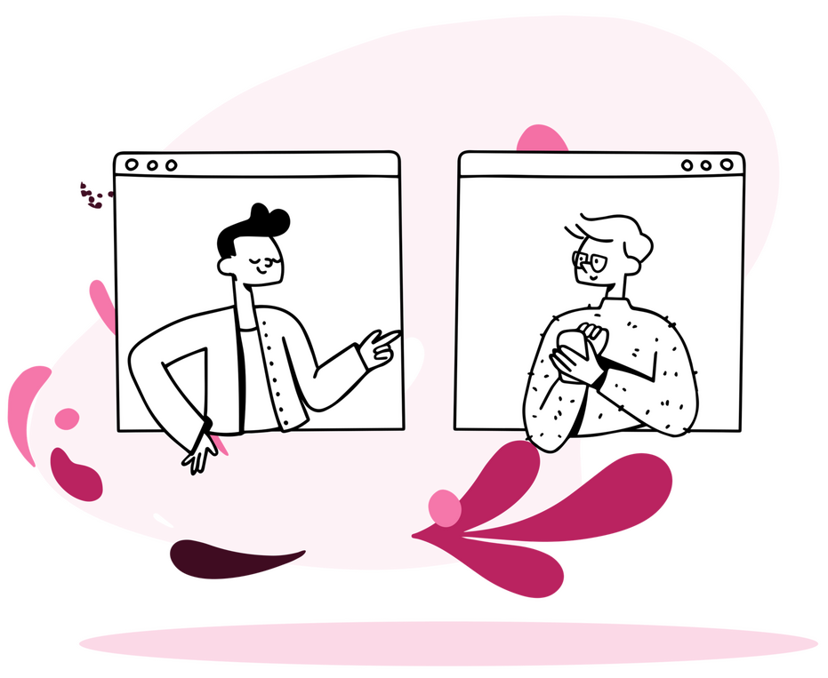 two people taking online