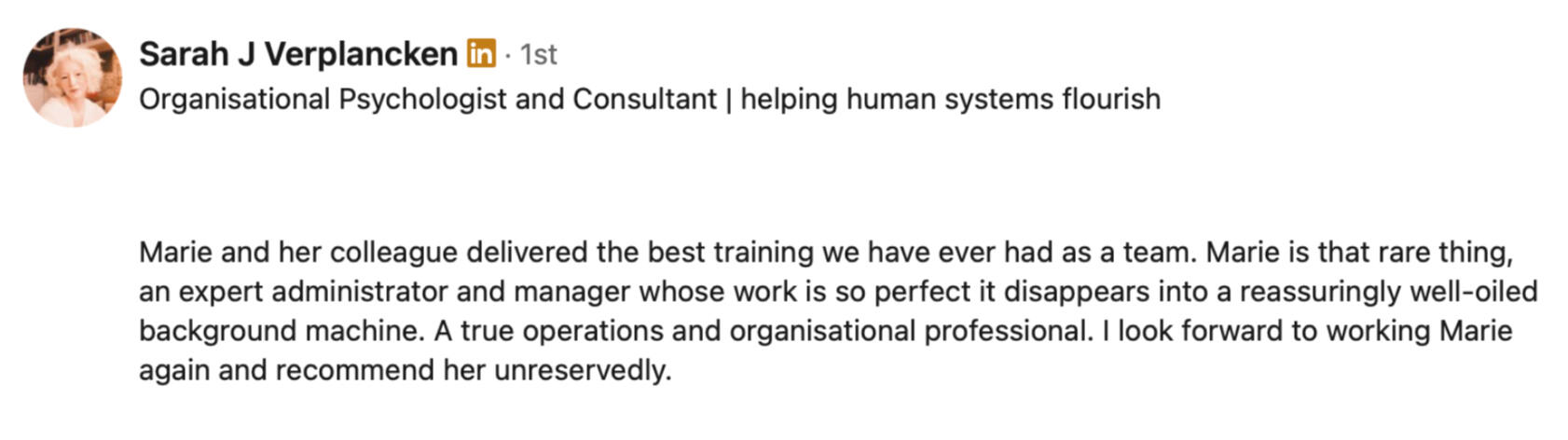 Review by Sarah Verplancken